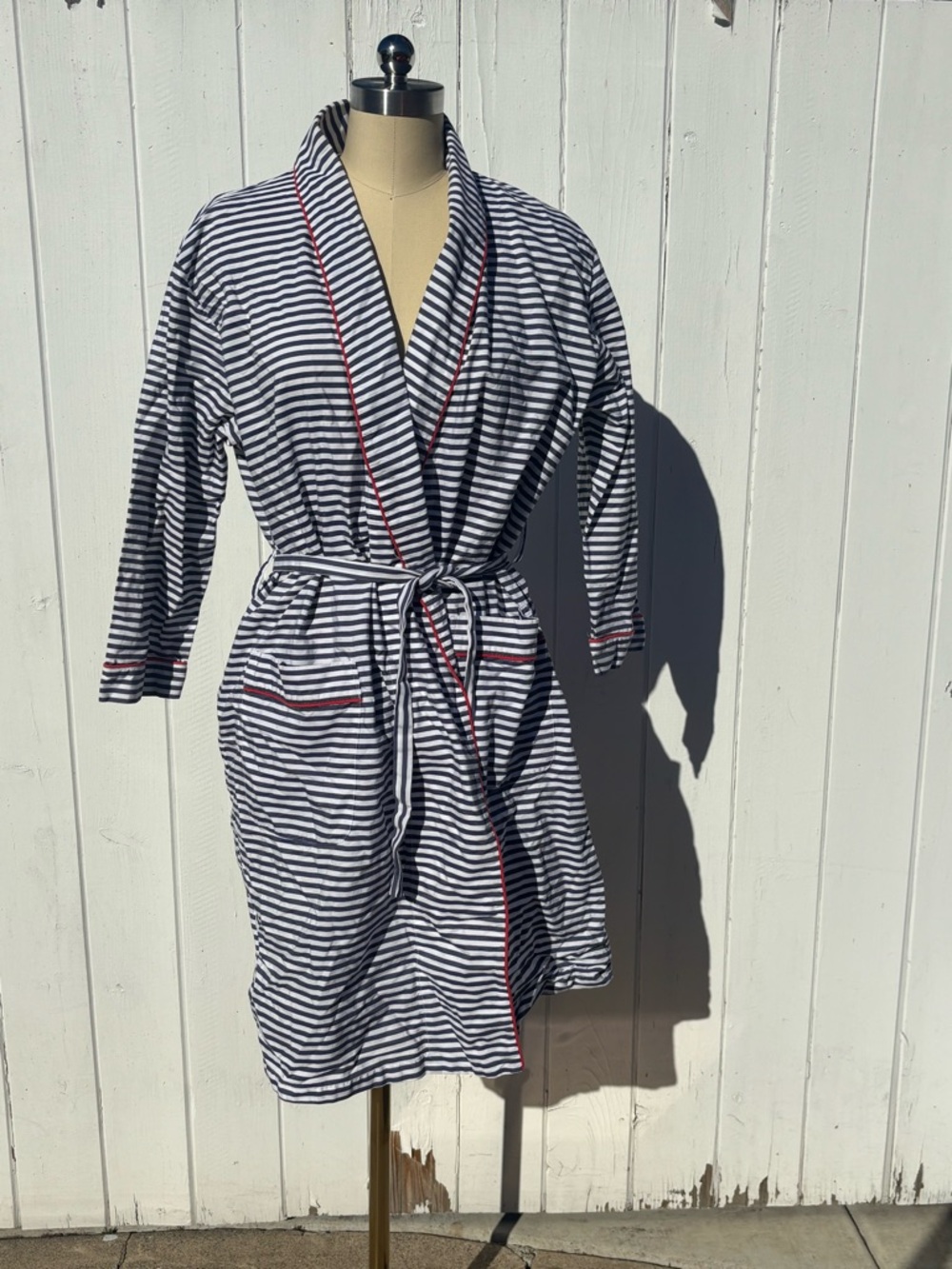 Sleepy Jones Striped Cotton Robe Small
